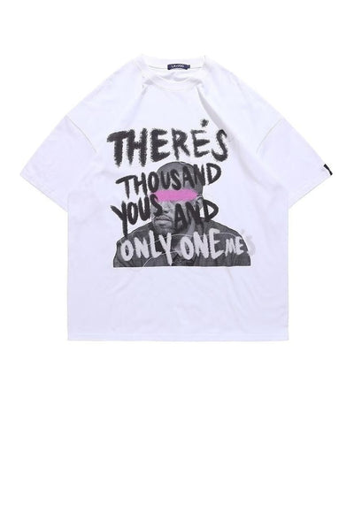 Graffiti t-shirt Kanye rapper tee skater slogan top in white