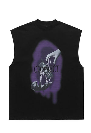 Cell phone tank top surfer vest retro sleeveless t-shirt