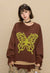 Ripped sweater brown butterfly jumper grunge knitted top