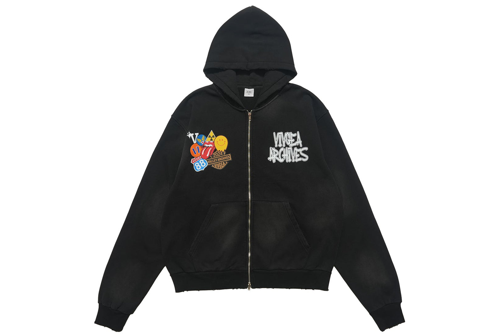 Rocker hoodie retro band pullover grunge gorpcore jumper in black