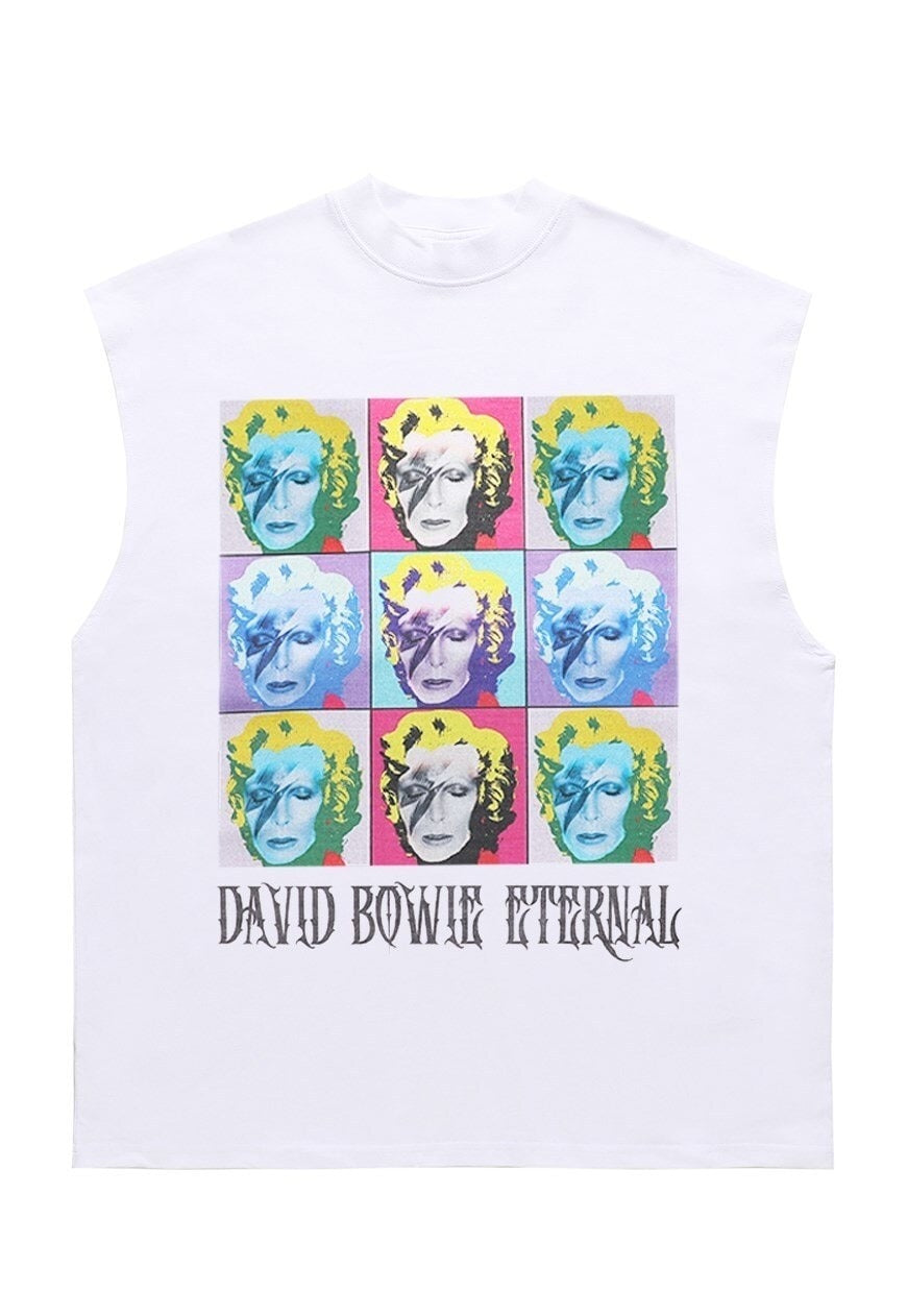 Monroe sleeveless t-shirt retro Bowie tank top surfer vest