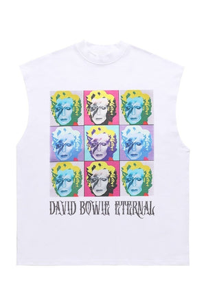 Monroe sleeveless t-shirt retro Bowie tank top surfer vest