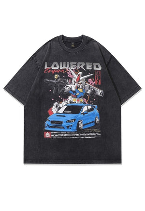 Transformer t-shirt racing car tee retro cartoon top in grey