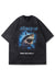 Shark print t-shirt sea tee retro movie top in vintage grey