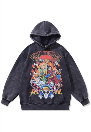 Anime heroes hoodie cartoon pullover Japanese jumper in grey