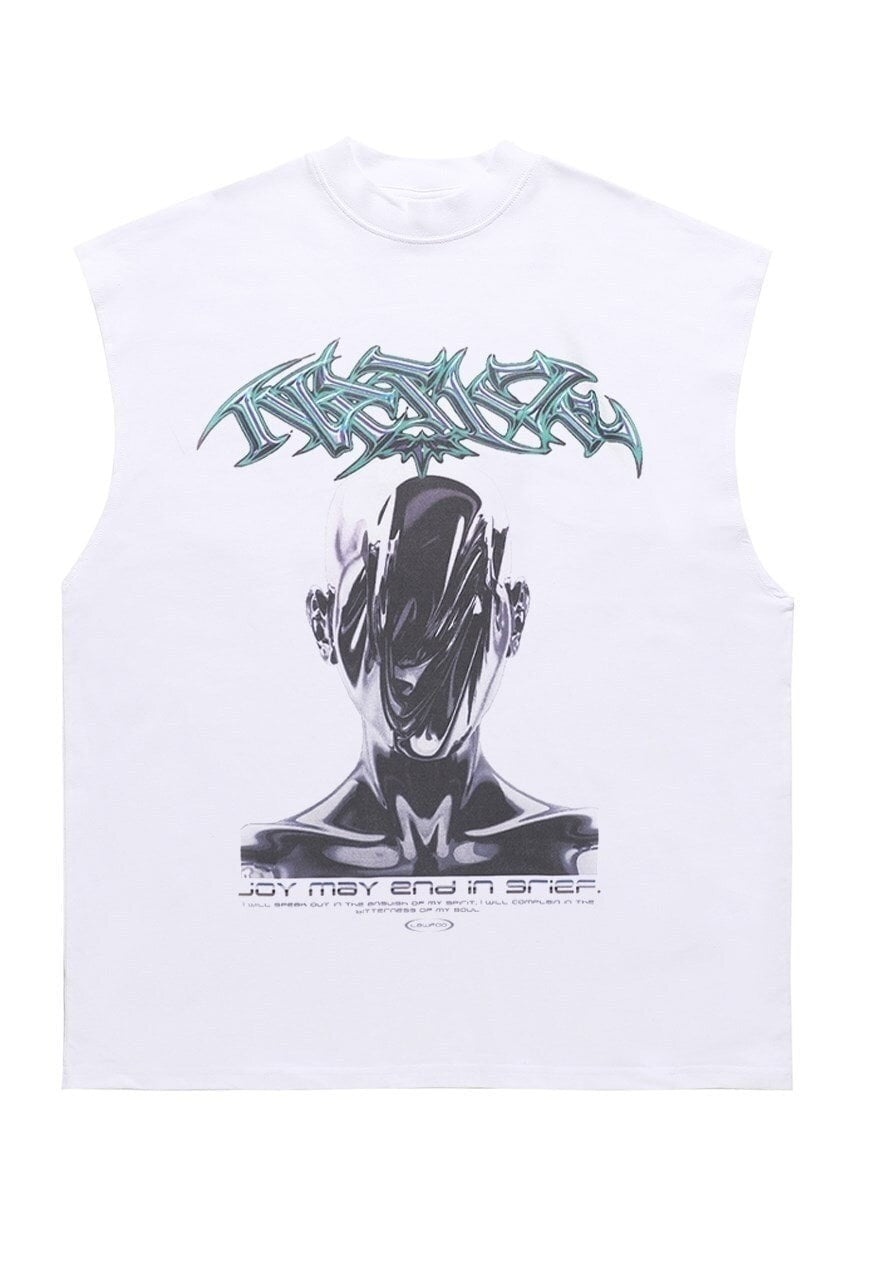 Cyber punk sleeveless t-shirt retro tank top surfer vest