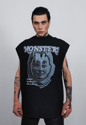 Psycho sleeveless tshirt monster tank top creepy surfer vest