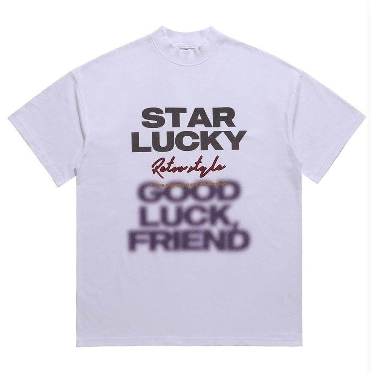 Lucky star t-shirt old slogan tee retro grunge top in purple