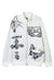 Cross print fluffy sweater gothic fleece punk jumper white