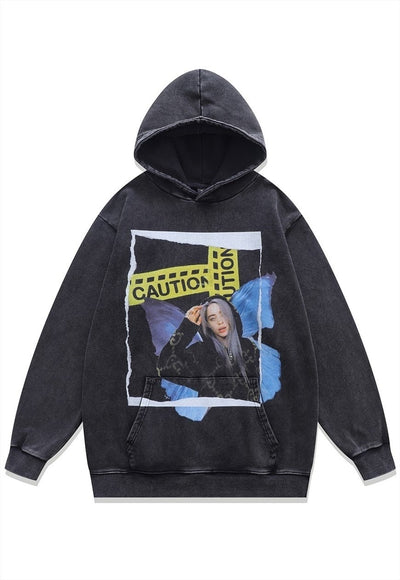 Billie Eilish hoodie vintage wash pullover singer jumper