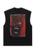 Monster print tank top surfer vest retro sleeveless t-shirt