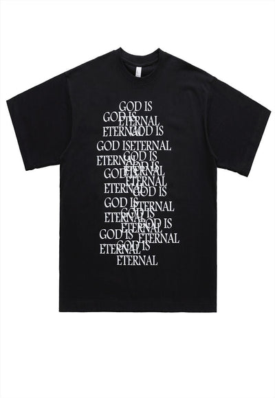 Bible t-shirt devil print tee god slogan punk top in black