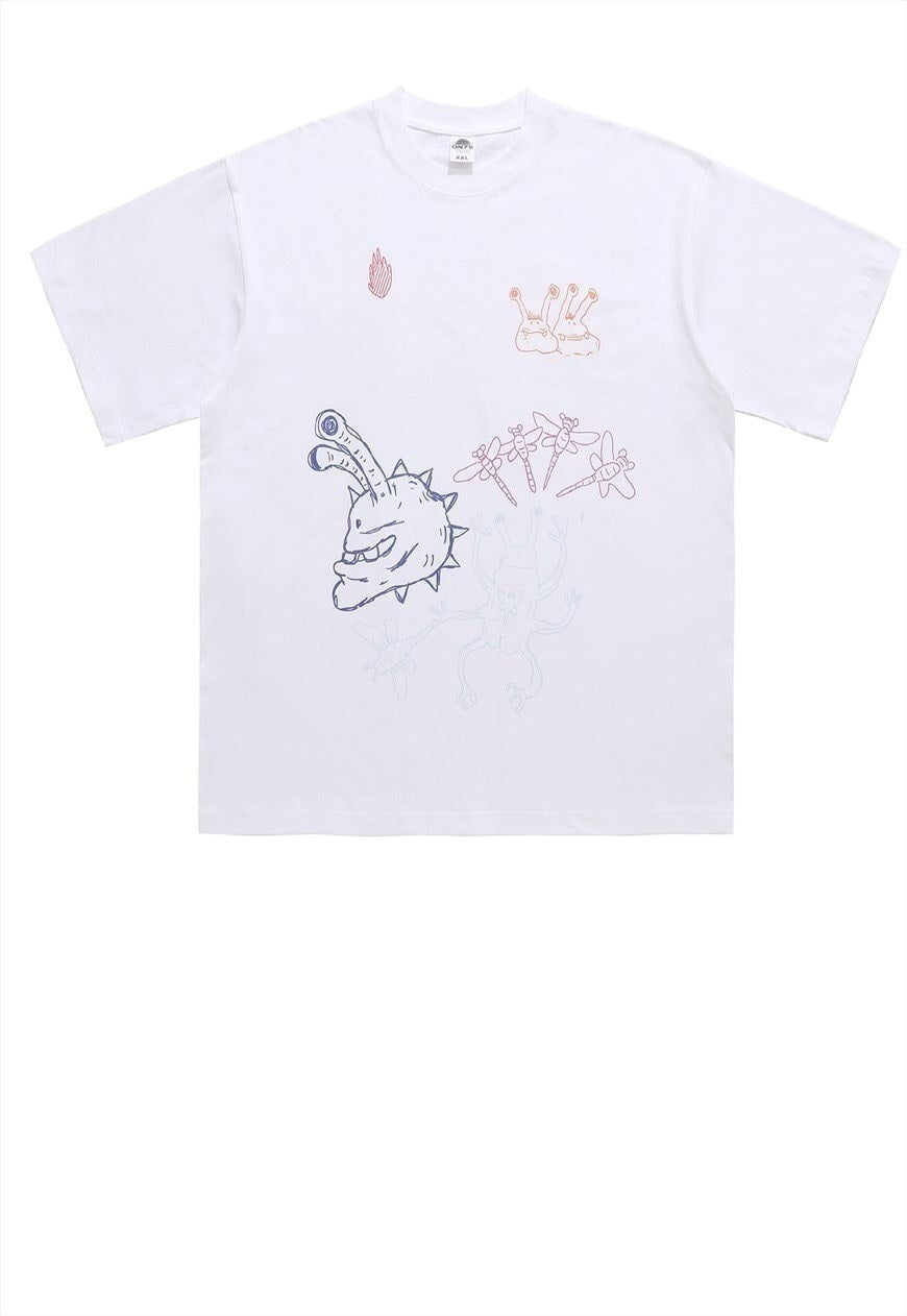 Scribble t-shirt retro graffiti tee grunge punk top in white