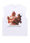 Saint print sleeveless t-shirt retro tank top surfer vest