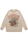 Money print sweater knitted distressed gangster jumper beige