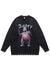 Anime sweater Korean knit distressed Manga jumper black