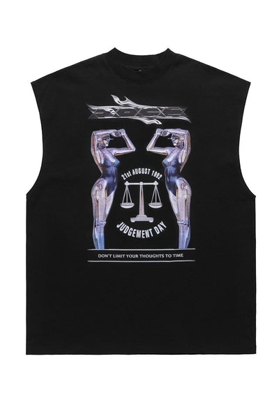 Libra print tank top surfer vest retro sleeveless t-shirt