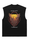 Gothic print tank top surfer vest retro sleeveless t-shirt