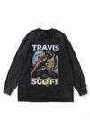 Rapper t-shirt Travis Scott long sleeve tee in acid black