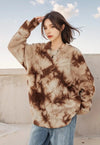 Brown tie-dye sweater cable knitted distressed grunge jumper