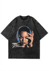 Rihanna t-shirt American singer tee vintage wash top grey