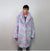 Candy faux fur long coat unicorn trench neon raver bomber fluffy tie-dye fleece psychedelic festival jacket burning man going out coat pink