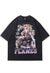 Anime t-shirt Japanese cartoon tee vintage wash top in grey