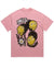 Emoji print t-shirt grunge tee retro raver smile top pink