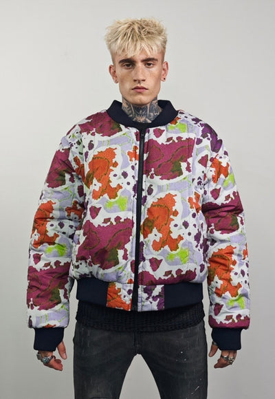 Forest print varsity jacket leaves reversible 4in1 bomber