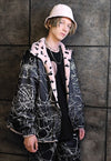 Reversible Spider web jacket handmade fleece bomber in black