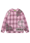 Check fluffy sweater pink punk jumper plaid fuzzy retro top