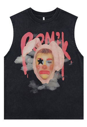 Kidcore tank top surfer vest retro clown sleeveless t-shirt