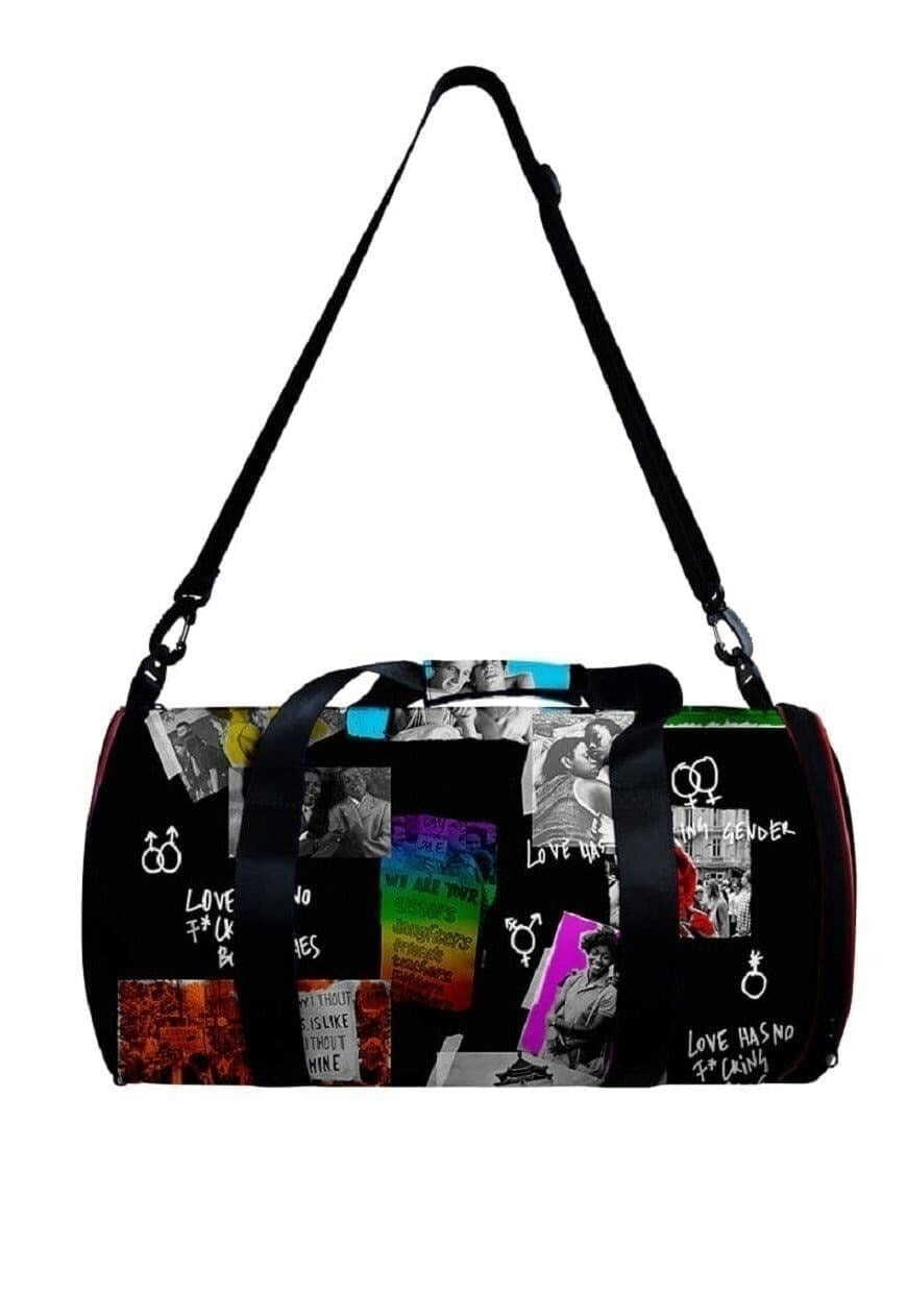 Gay gym bag LGBT slogan sports holdall rainbow bag in black