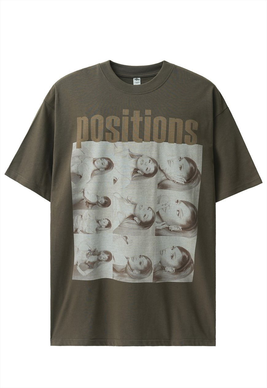 Positions t-shirt pop princess tee grunge portrait top grey