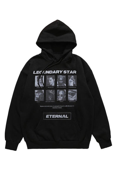 Music stars hoodie pop culture pullover raver top eternal slogan premium grunge jumper in black