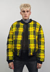 Tartan check varsity jacket yellow flame reversible bomber