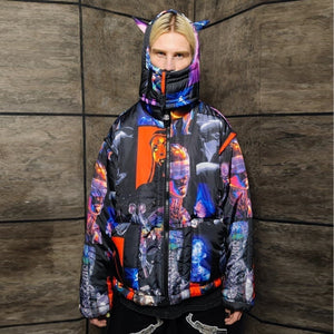 Raver bomber cyber jacket handmade detachable grunge puffer