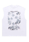 Ghosts print sleeveless t-shirt retro tank top surfer vest