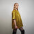 Gold sequin t-shirt glitter top sparkle jumper party pullover glam rock jumper fancy dress embellished going out tee in luminous yellow