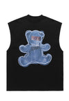 Teddy bear tank top surfer vest retro sleeveless punk tshirt