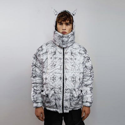 Thunder bomber reversible punk jacket detachable rave puffer