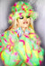 Festival faux fur bucket hat fluffy neon hat tropical print