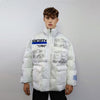 Transparent puffer jacket see-through padded bomber in white