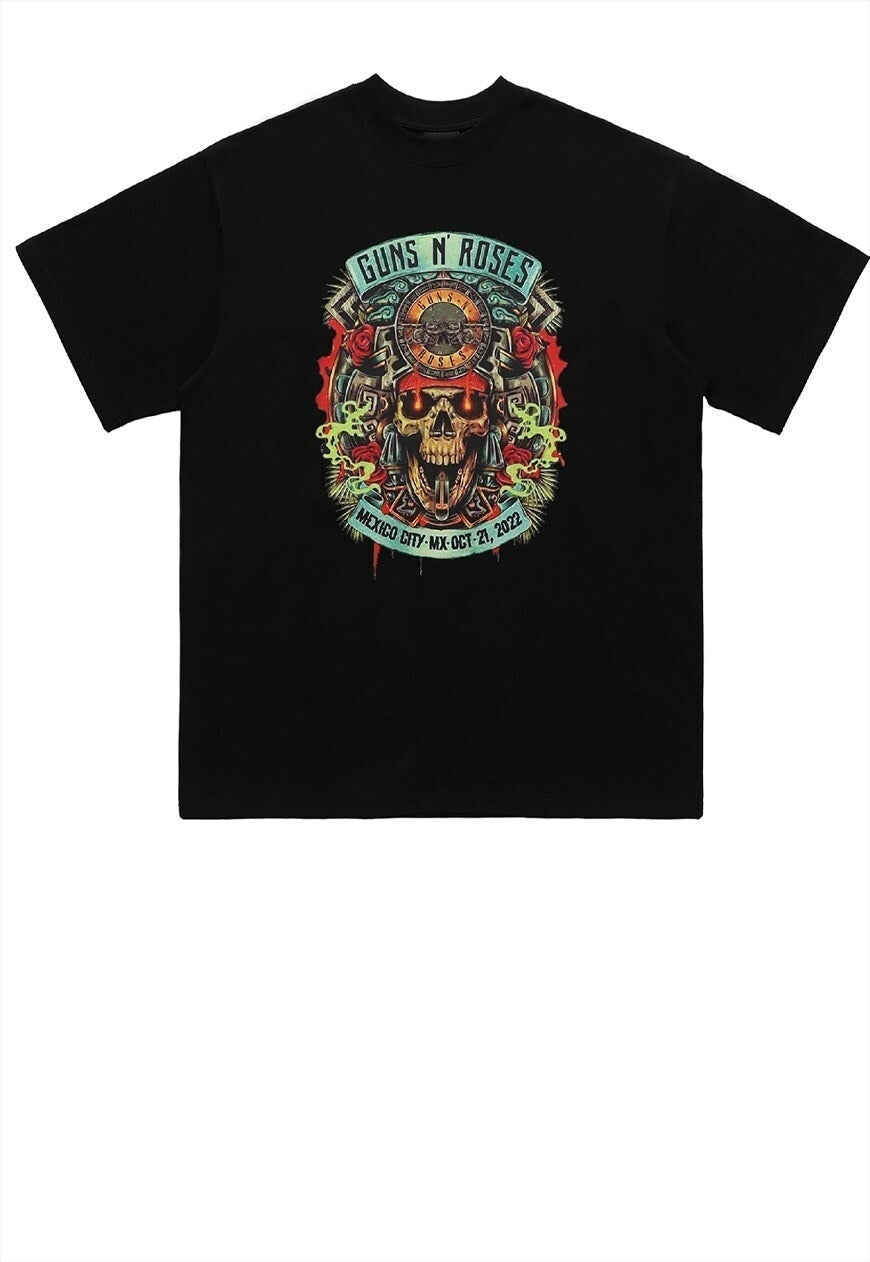 Retro t-shirt vintage poster print tee Guns roses top black