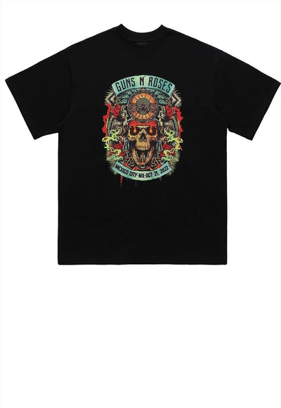 Retro t-shirt vintage poster print tee Guns roses top black