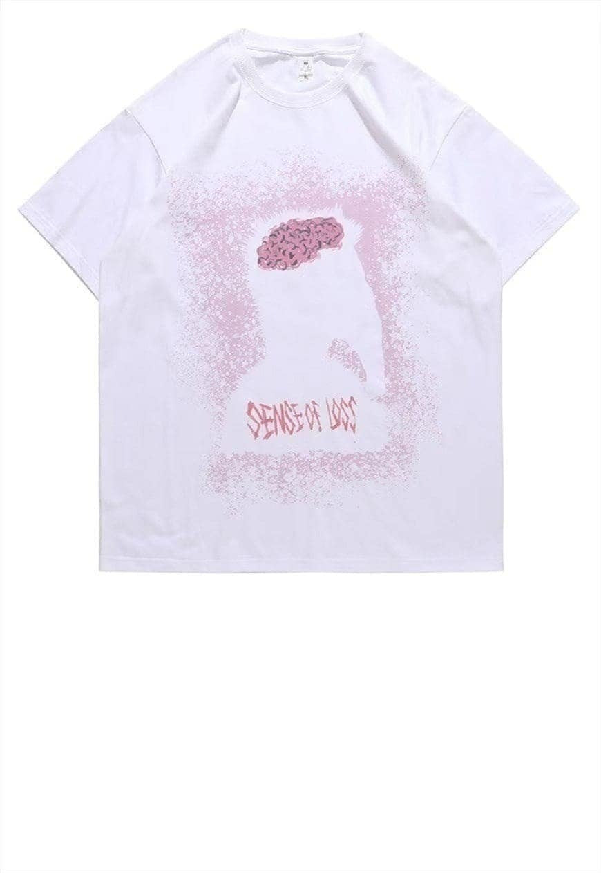 Monster print t-shirt brain tee grunge skater top in white