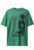 Punk t-shirt spiky hair print tee retro grunge top in green