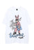 Bunny print t-shirt Anime tee retro cartoon top in white