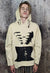 Unusual stitching hoodie Creepy eye punk pullover in cream