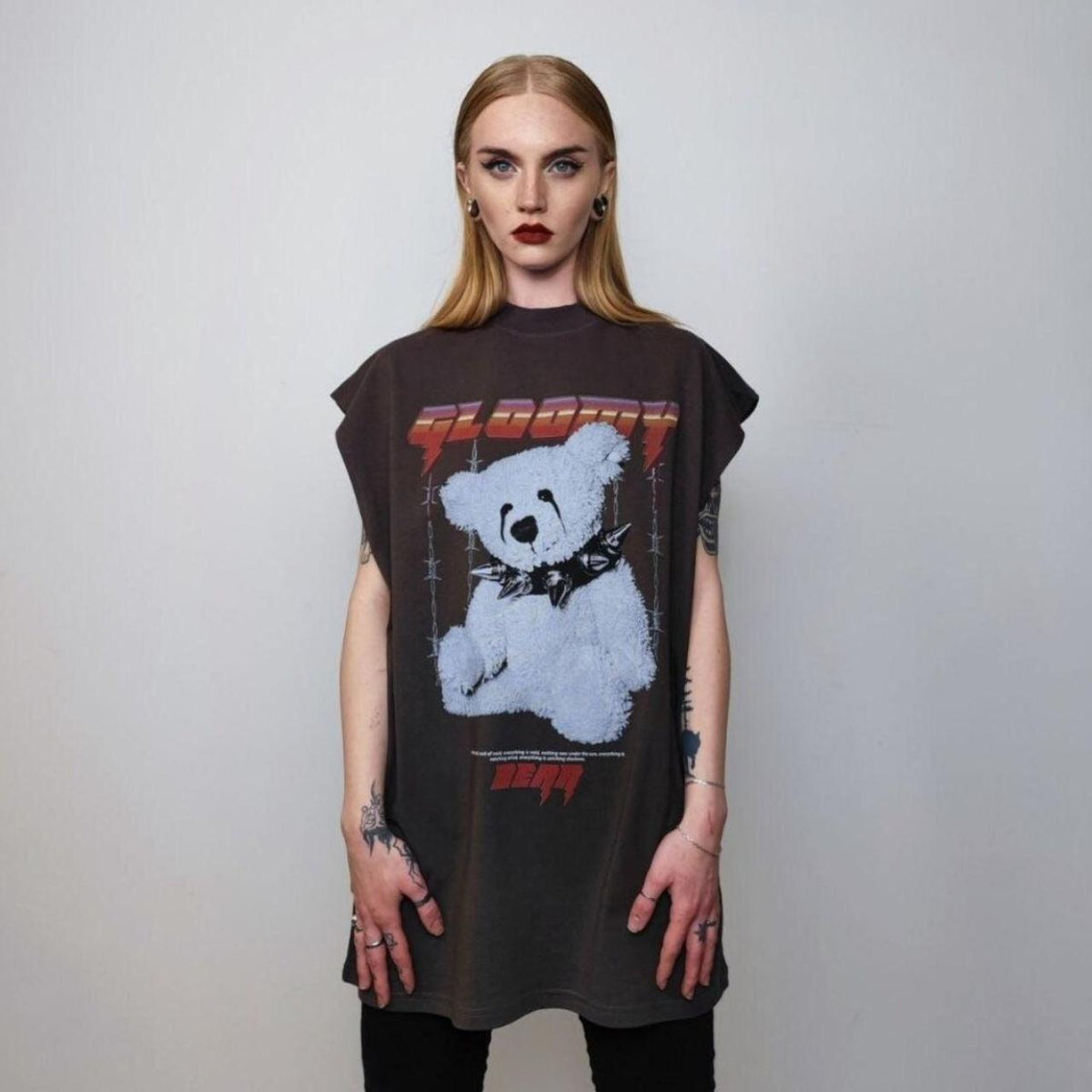 Punk bear sleeveless tank top surfer vest vintage wash sample sale 3 for 2
